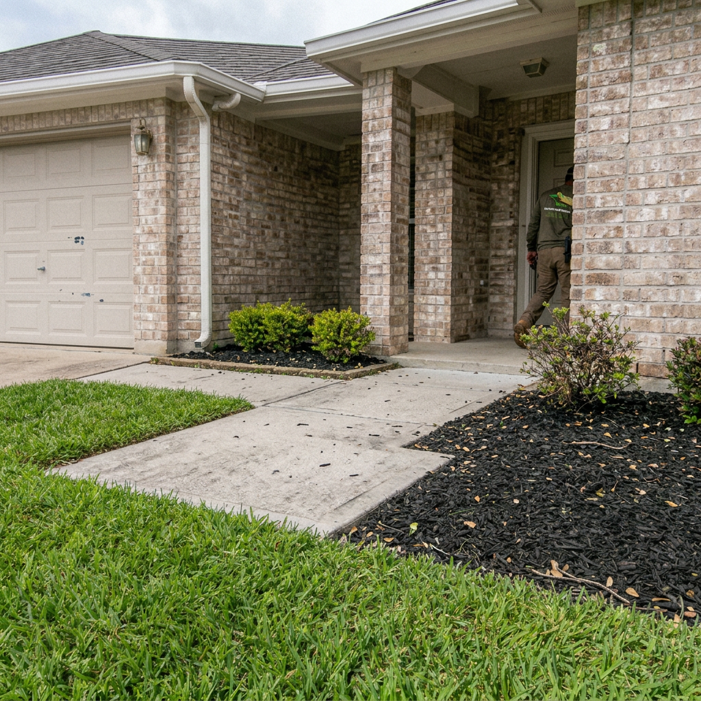 Clean brick walkway and front porch